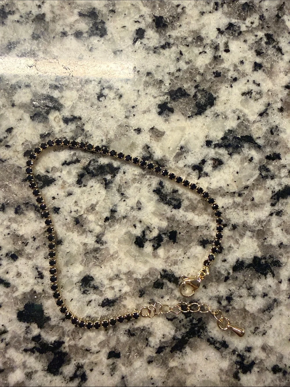 Gold Chain Bracelet with Black Stones - Elegant Women’s Jewelry